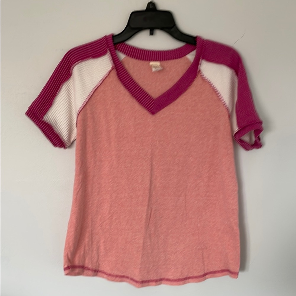 Pink Raglan Short Sleeve T-Shirt